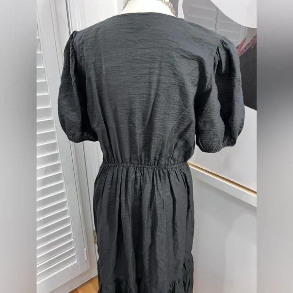 Simply Vera Vera Wang Black Short-Sleeve Maxi Dress, Size L - Picture 4 of 10